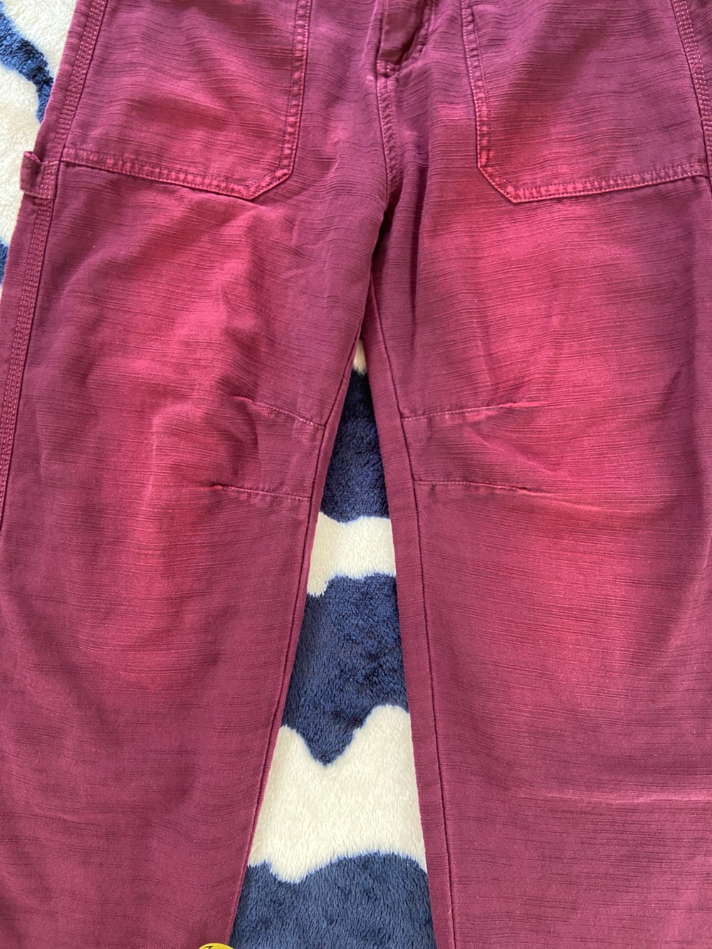 Free People Stay Awhile Mulberry Burgundy Carpenter Utility Pants Distressed 0 - Picture 7 of 16